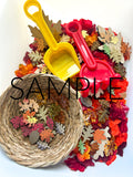 Fall Leaf Raking and Shoveling Sensory Bin (PLR Limited)